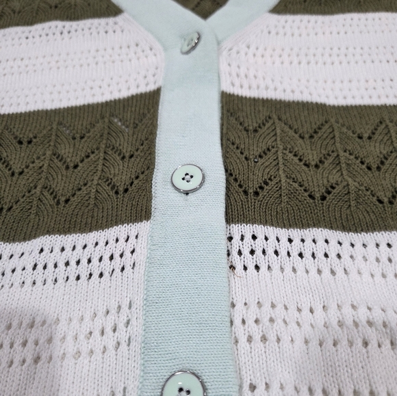 CHARTER CLUB Elegant Green and Cream Women's Cardigan - Picture 12 of 14